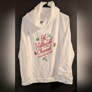 Hallmark "Movie Watching" Cowl Neck Sweatshirt EUC